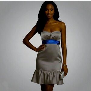 Vintage Amsale Short Strapless Taupe Dress  Size 8/  1990’s